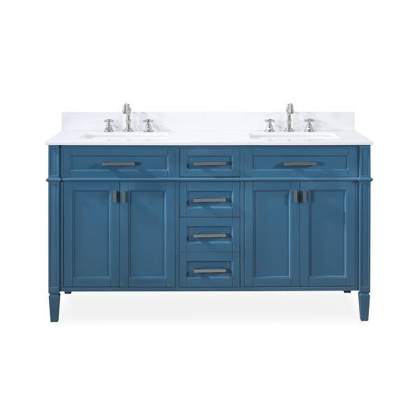 60" Tennant Brand Durand Modern Teal Blue Double Sink Bathroom Vanity ...